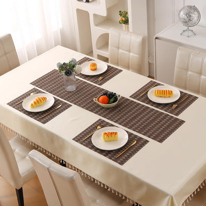 RhombusEcho Washable PVC Mats for Dining Table - Taupe Brown