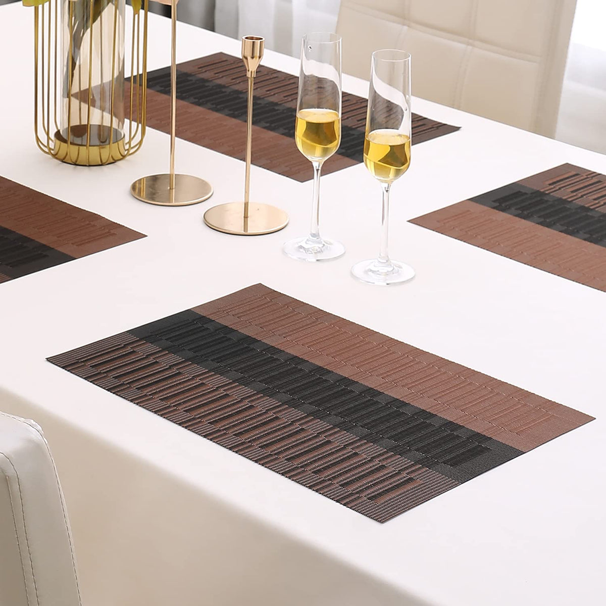 PVC Dining Table Mats, Metalic Brown