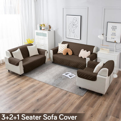 UrbanQuilt Quilted Polyester Sofa Cover Mat Pet Friendly, Chocolate Brown