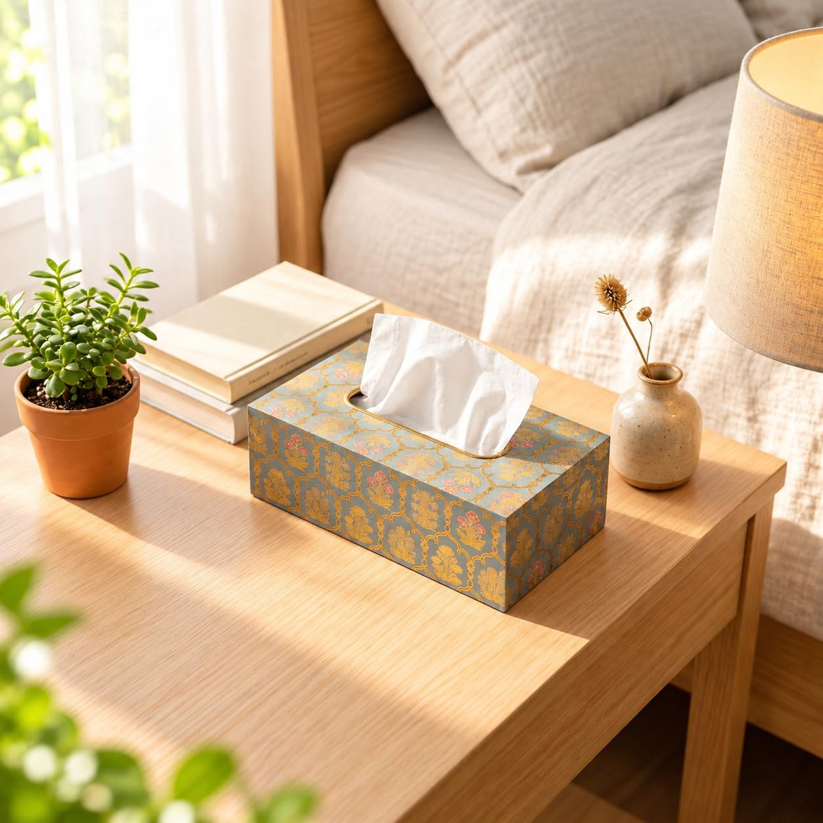 HOKIPO Tissue Box Holder, Rectangle, Engineered Wood, Shahi Gulnaar - image 8