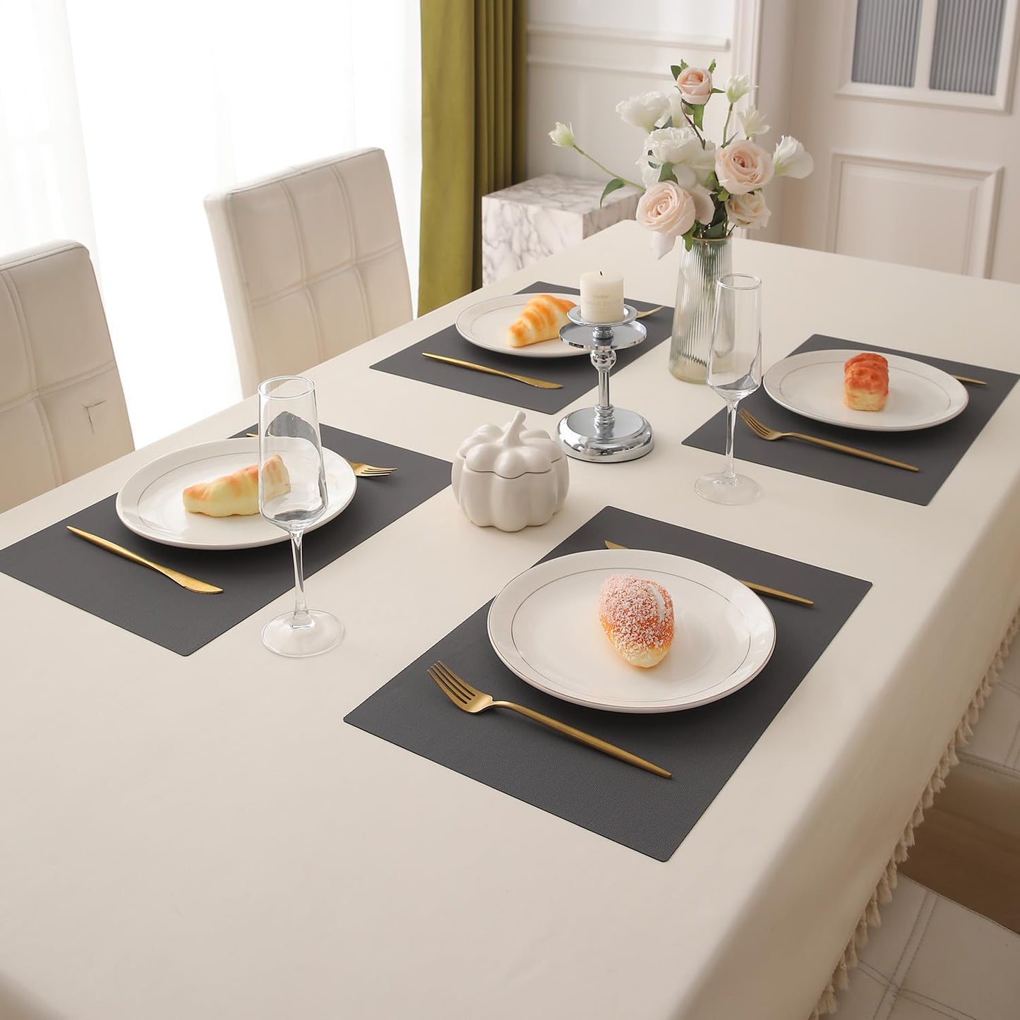 PP Waterproof Dining Table Mat, Anchor Grey