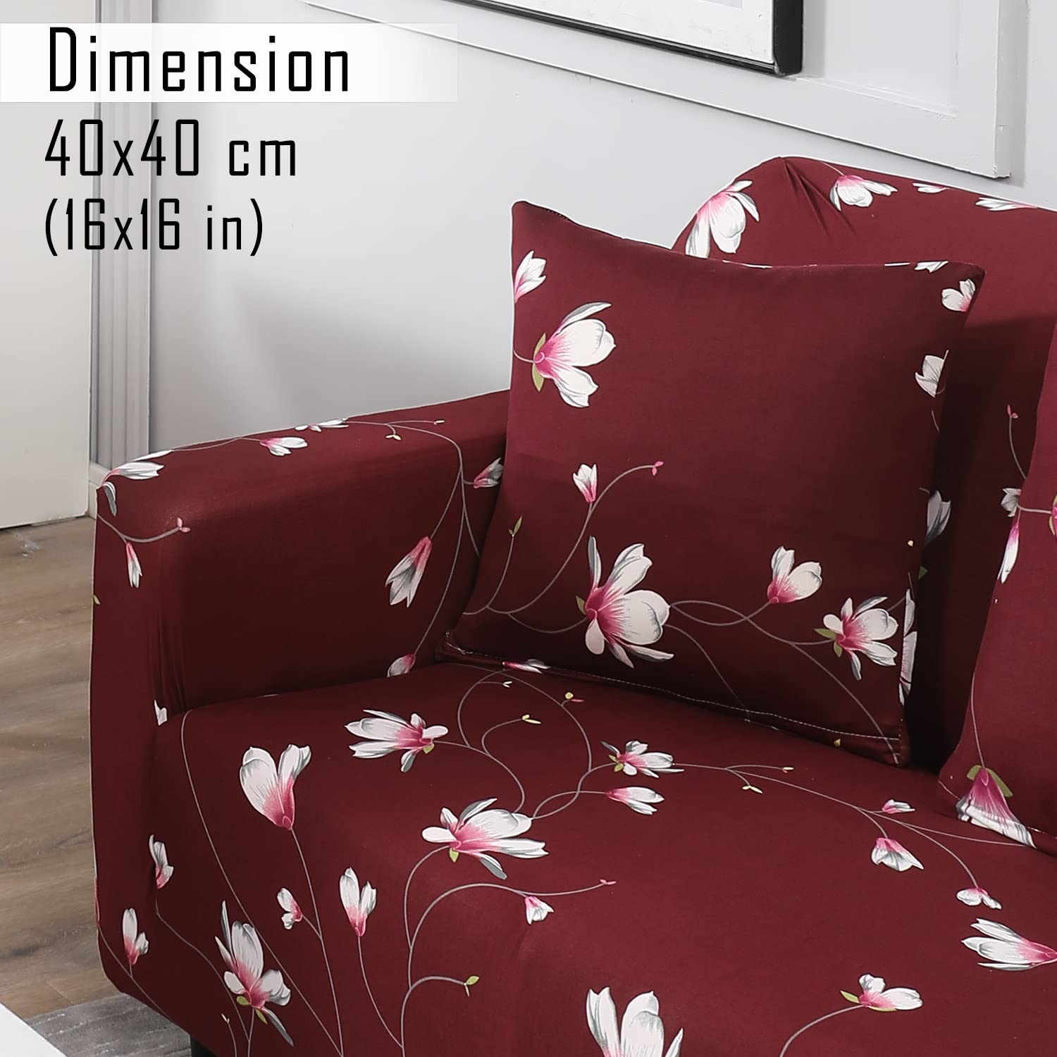 Wine Red Flowers Print zippered sofa pillow covers Set of 2