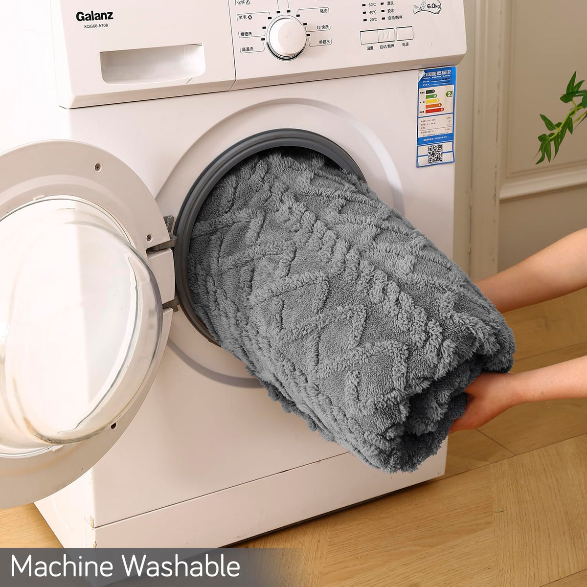 Buy dark grey colour machine washable fleece Blanket | HOKIPO