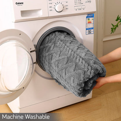 220 GSM Flannel AC Throw Blanket Double Bed Queen, 200x230 cm / 6.5x7.5 feet, Dark Grey
