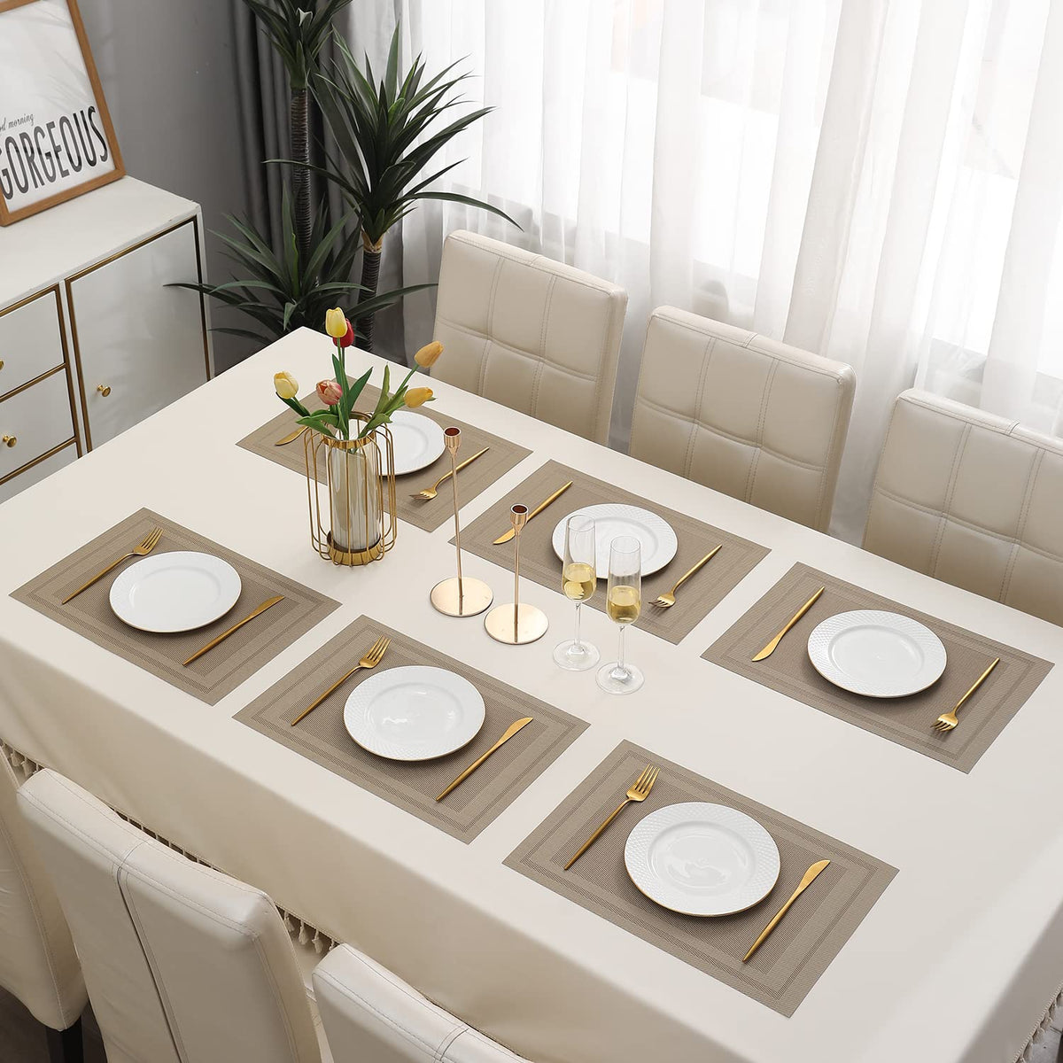 PVC Dining Table Mats, Beige