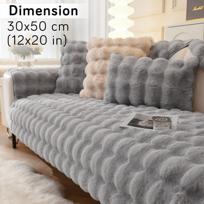Buy cute Cool Grey colour Zippered faux rabbit fur Sofa Cushion Covers