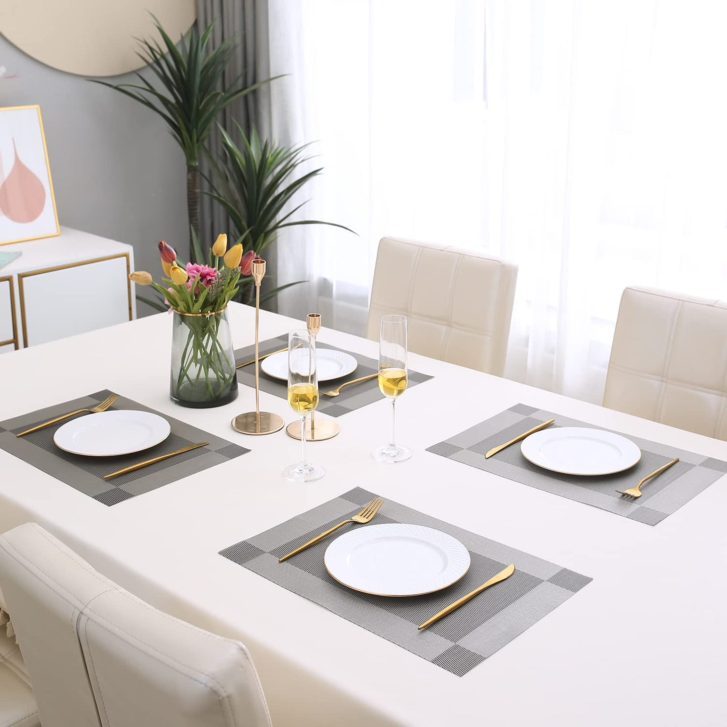 PVC Dining Table Mats, Grey