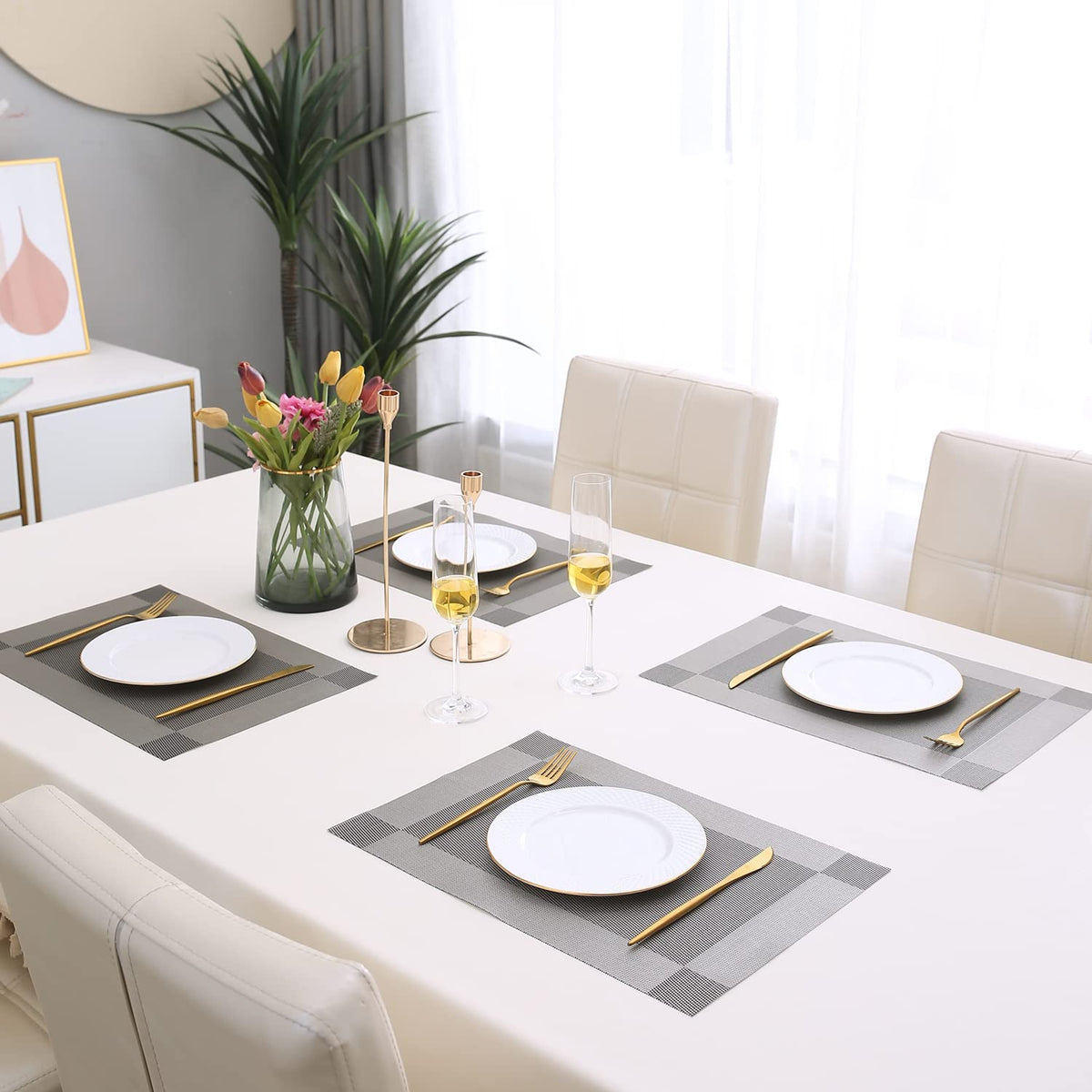 PVC Dining Table Mats, Grey
