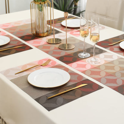 PVC Dining Table Mats, Geometric Red