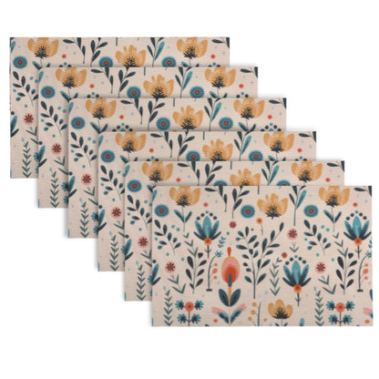 Artistic Flora PVC Washable Mats for Dining Table - Magnolia Champaca