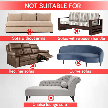 Elastic Stretchable Designer Woven Jacquard Sofa Cover with Frill, Navy Blue