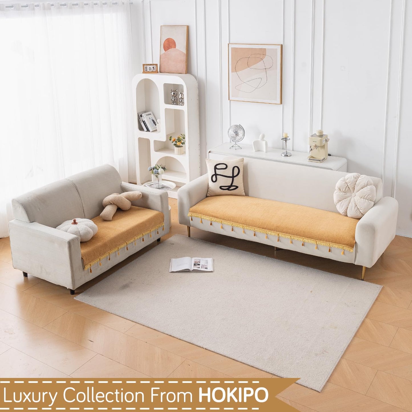 Serenity Tassel Chenille Sofa Cover with Tassel – Sunlit Amber