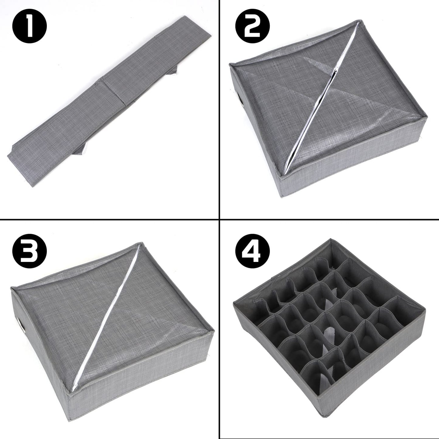 Non-Woven Fabric Undergarment Organizer Storage Box For Drawers Bra Panty Socks Tie Lingerie Organizer For Wardrobe, Grey