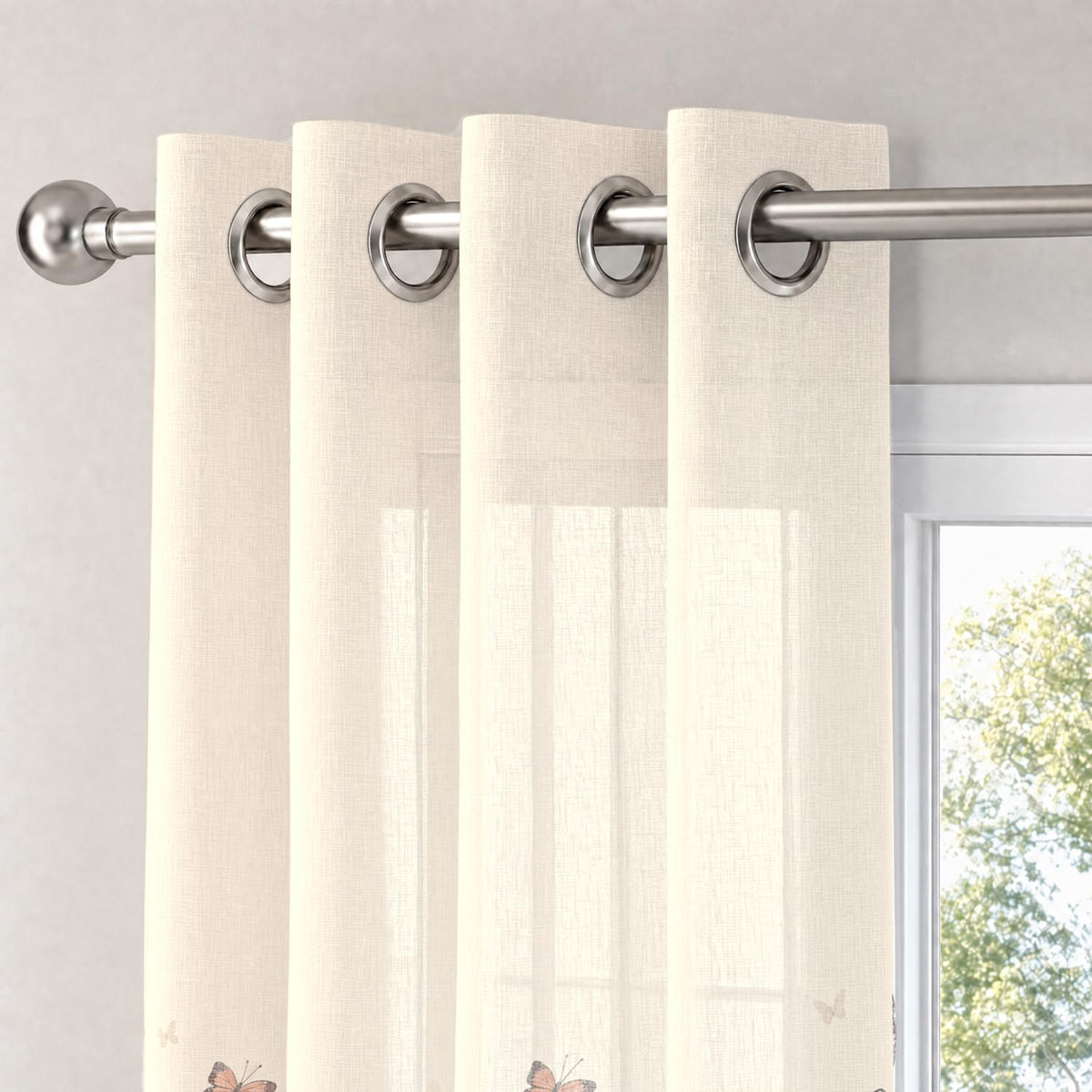 HOKIPO Meadow Bloom Sheer Curtains, 7 Feet Long - Butterfly Meadow - image 6