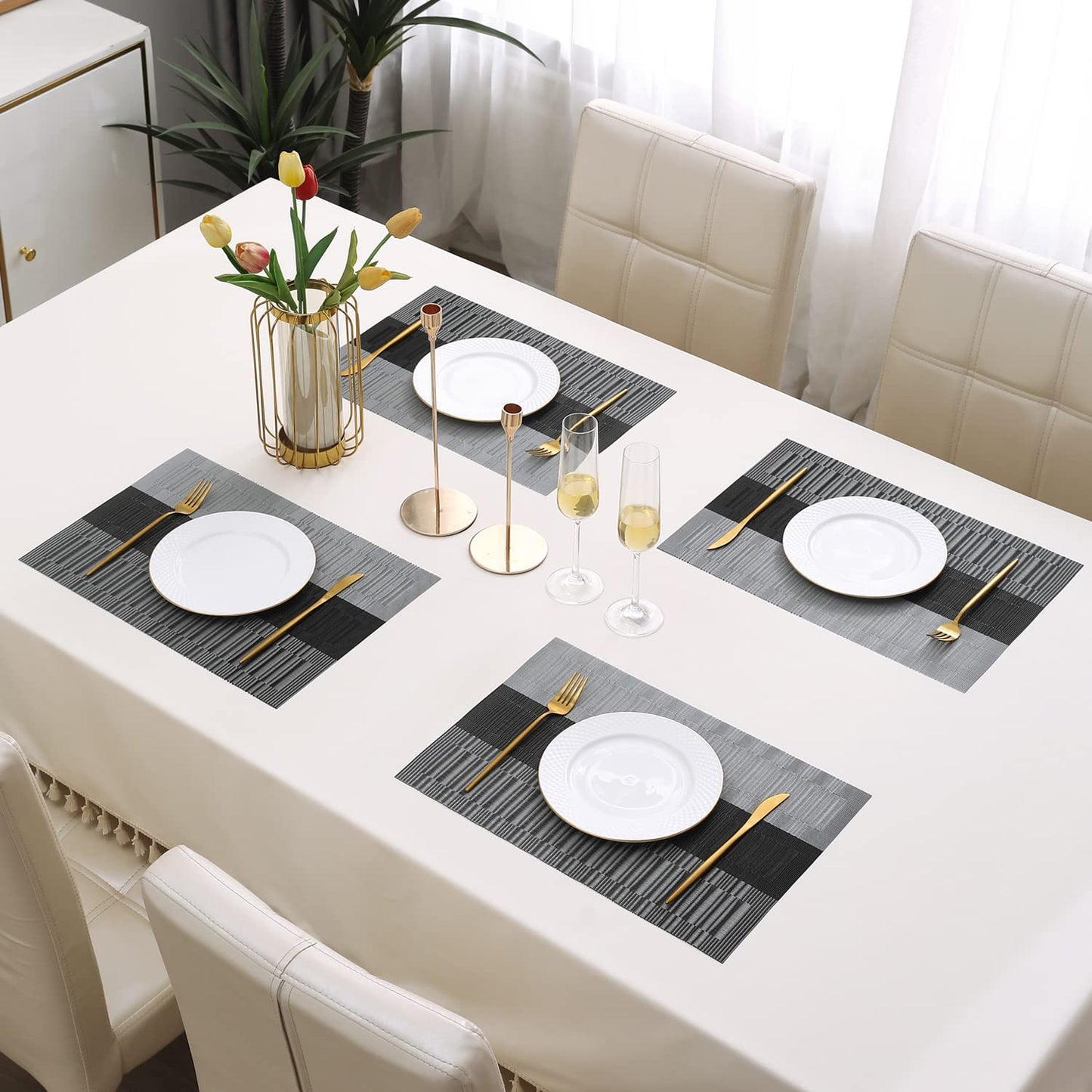 PVC Dining Table Mats, Grey