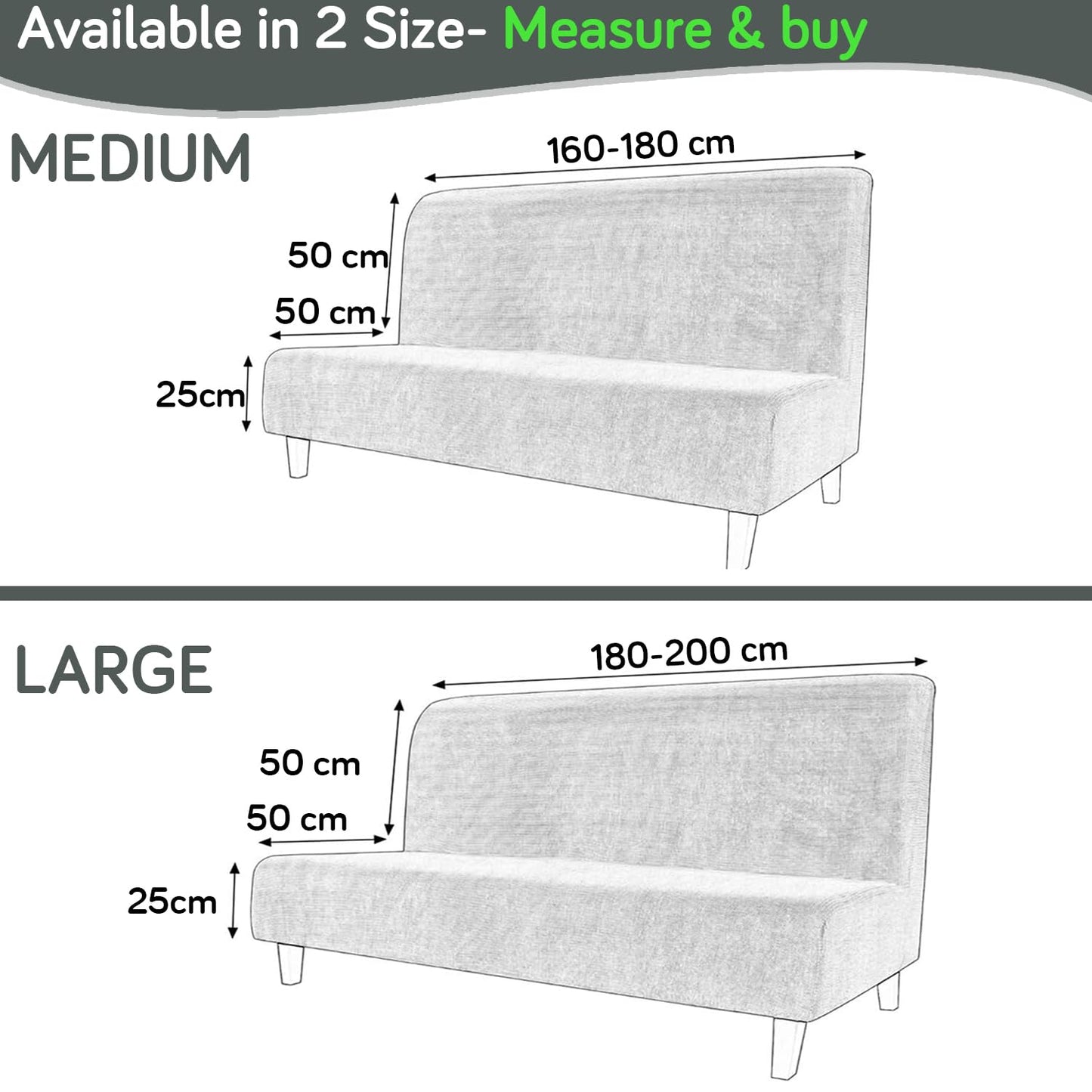 Elira Series Stretchable Elastic Armless Sofa Cover – 140 GSM, Futon Slipcover, Easy Fit, Intense Grey Abstract Floral