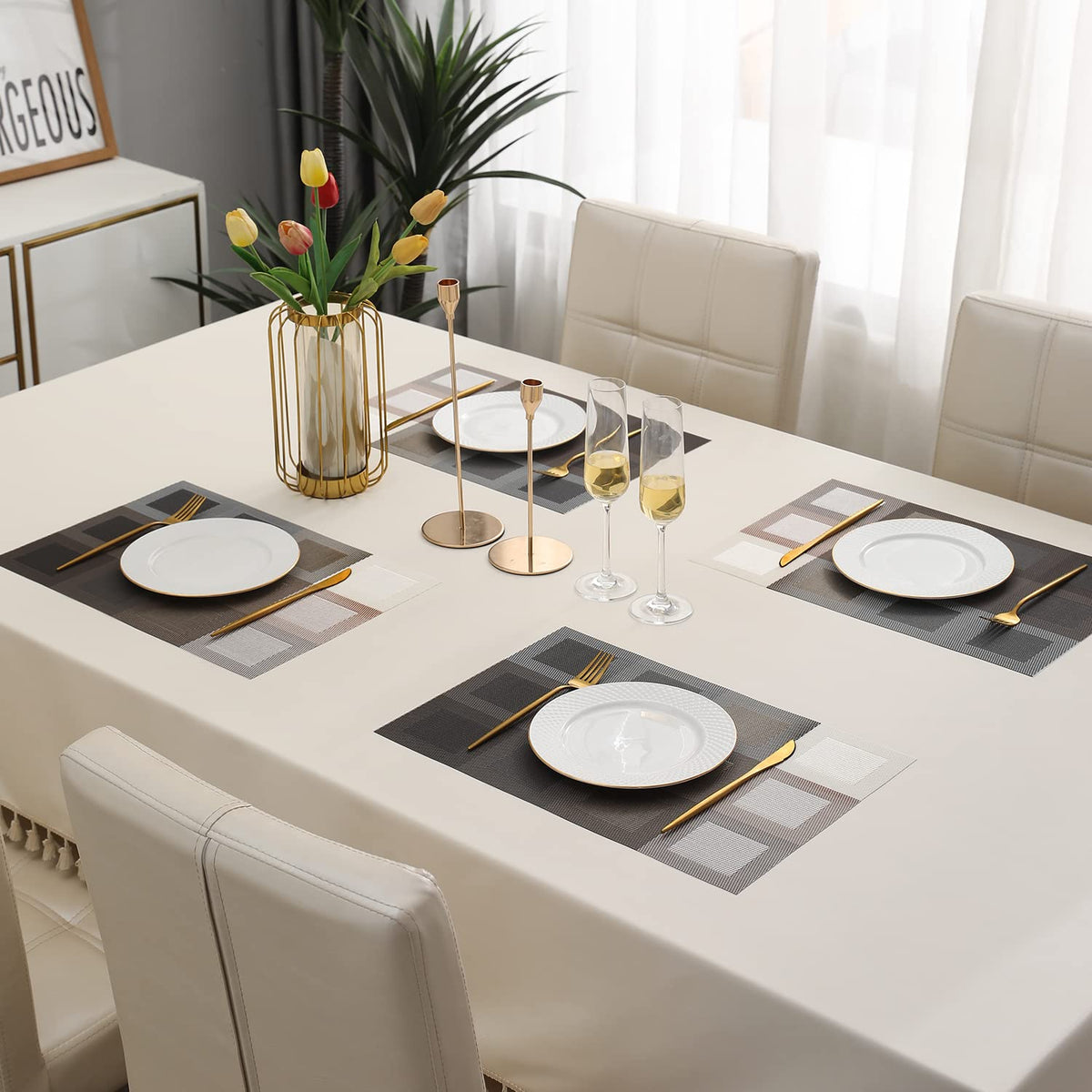 PVC Dining Table Mats, Gradient Brown