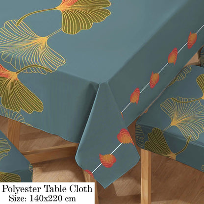 Polyester Dining Chair Covers Set of 4/6 with Matching Tablecloth, Ginkgo Blue Storm
