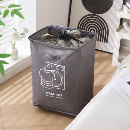 Laundry Basket Bag with Wheels Hamper, Grey