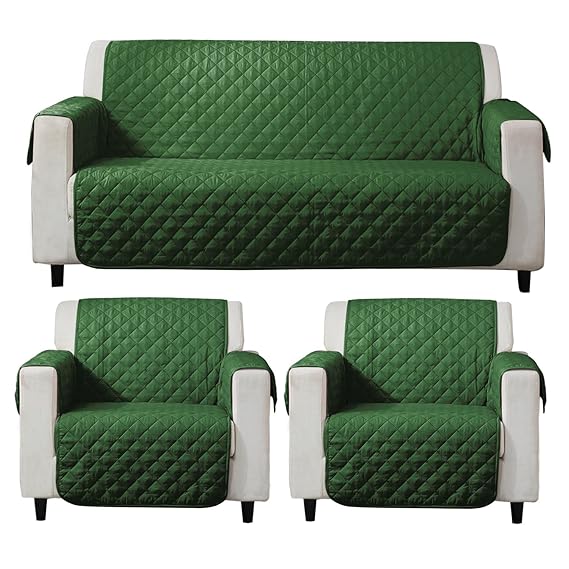 Forest Green quilted 3 1 1 seater sofa cover