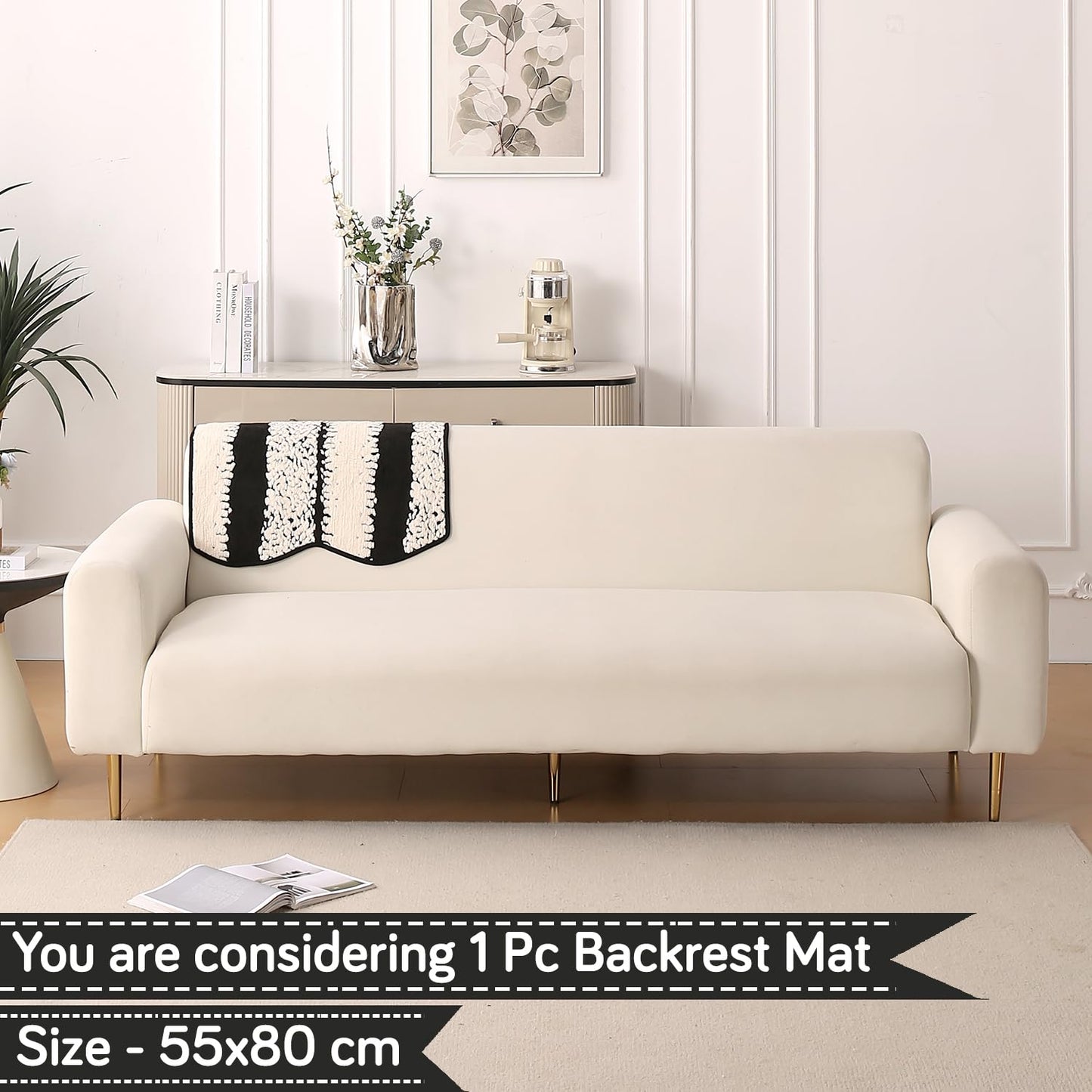 Luxury Wavy Anti Slip Plush Sofa Cover Mat, Black