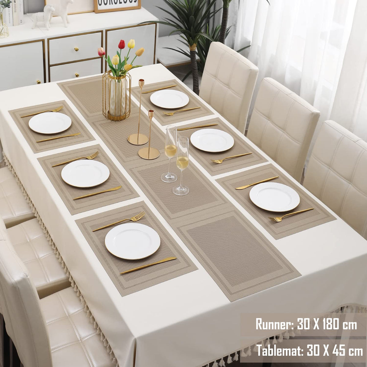 PVC Dining Table Mats, Beige