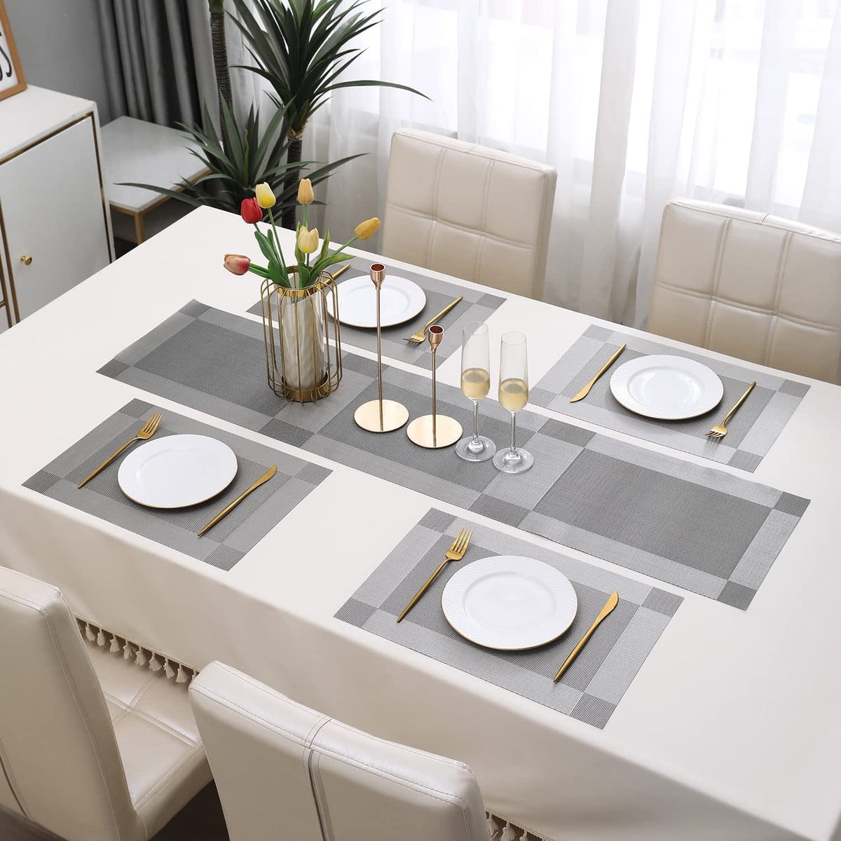 PVC Dining Table Mats, Grey