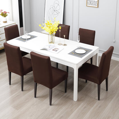 Elastic Stretchable Water Resistant Dining Chair Cover, Brown