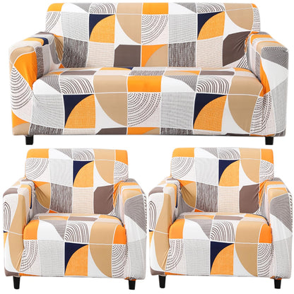 Elastic Stretchable Printed Sofa Cover, Square Abstract