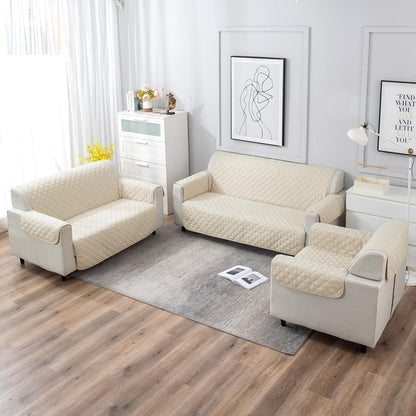 UrbanQuilt Quilted Polyester Sofa Cover Mat Pet Friendly, Cream