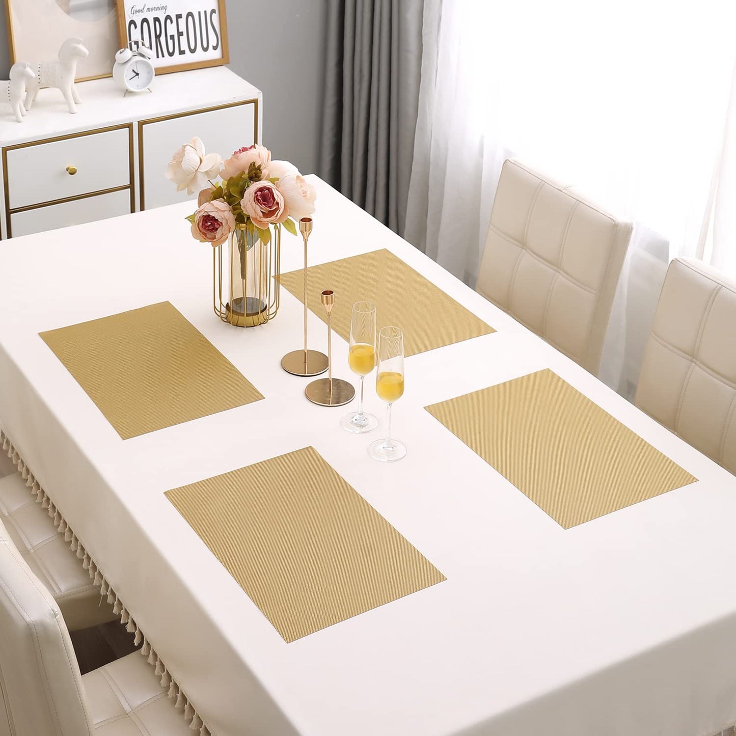 PVC Dining Table Mats, Golden