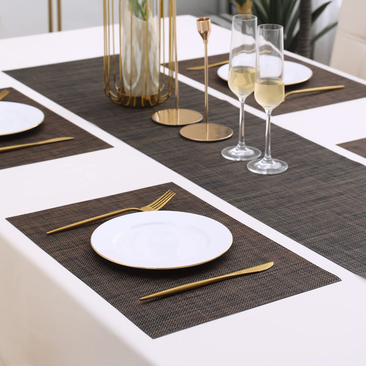 PVC Dining Table Mats, Dark Brown