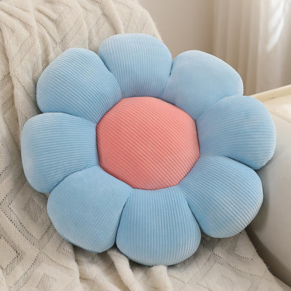 Luxury Flower Plush Decorative Pillow – Ultra-Soft Seating Cushion (42 cm, Soft Blue)