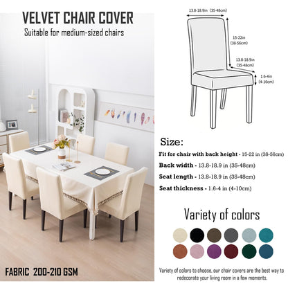 Elastic Stretchable Premium Velvet Dining Chair Cover, Beige