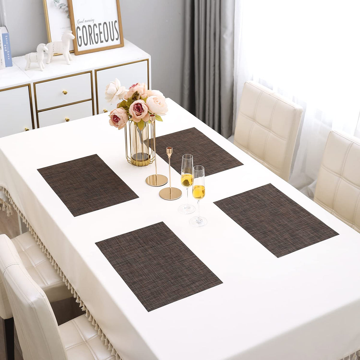 PVC Dining Table Mats, Dark Brown