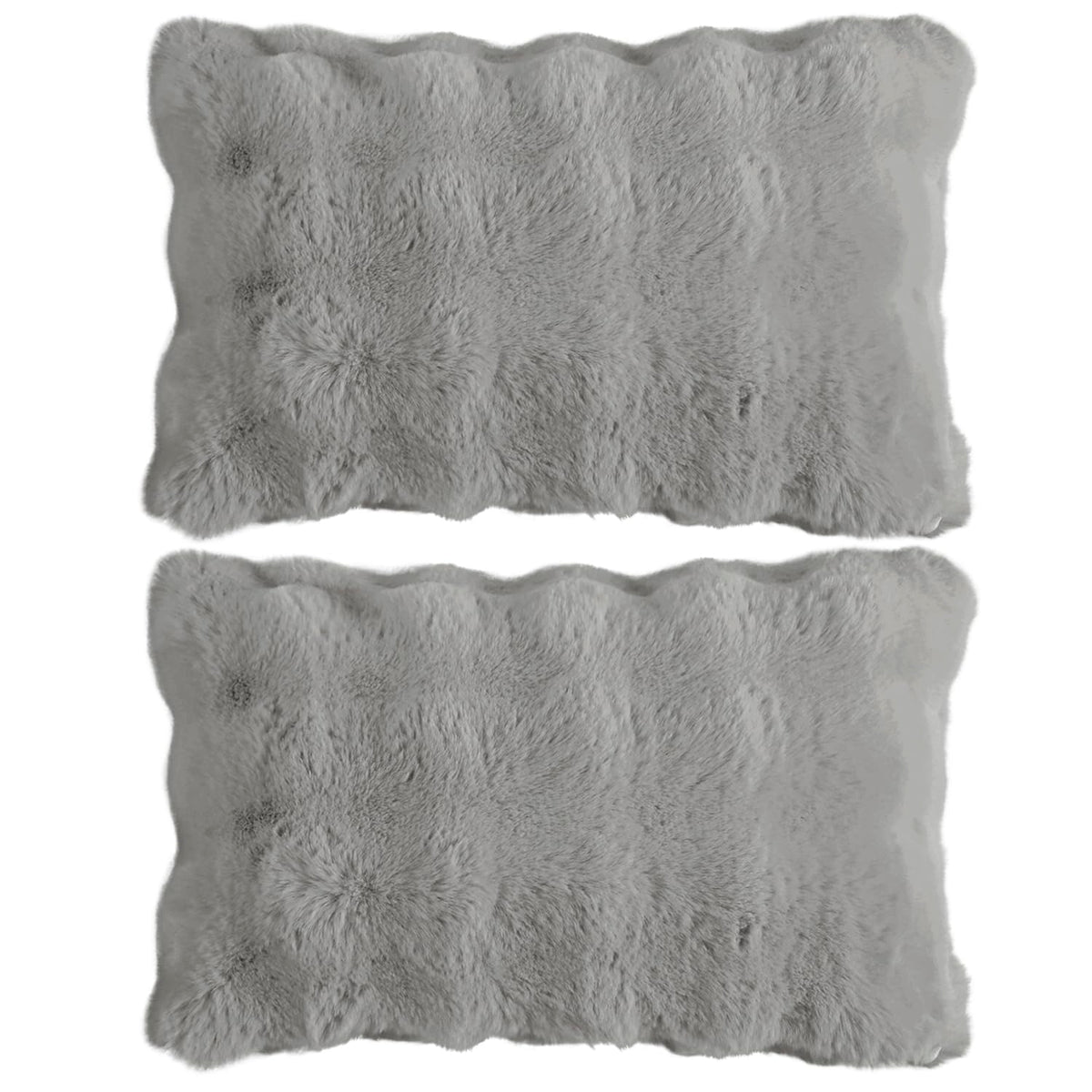 Buy cute Cool Grey colour Zippered faux rabbit fur Pillow Covers