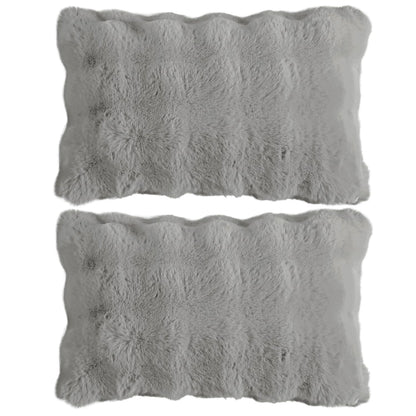 Buy cute Cool Grey colour Zippered faux rabbit fur Pillow Covers