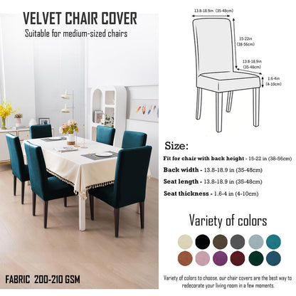 Elastic Stretchable Premium Velvet Dining Chair Cover, Peacock Blue