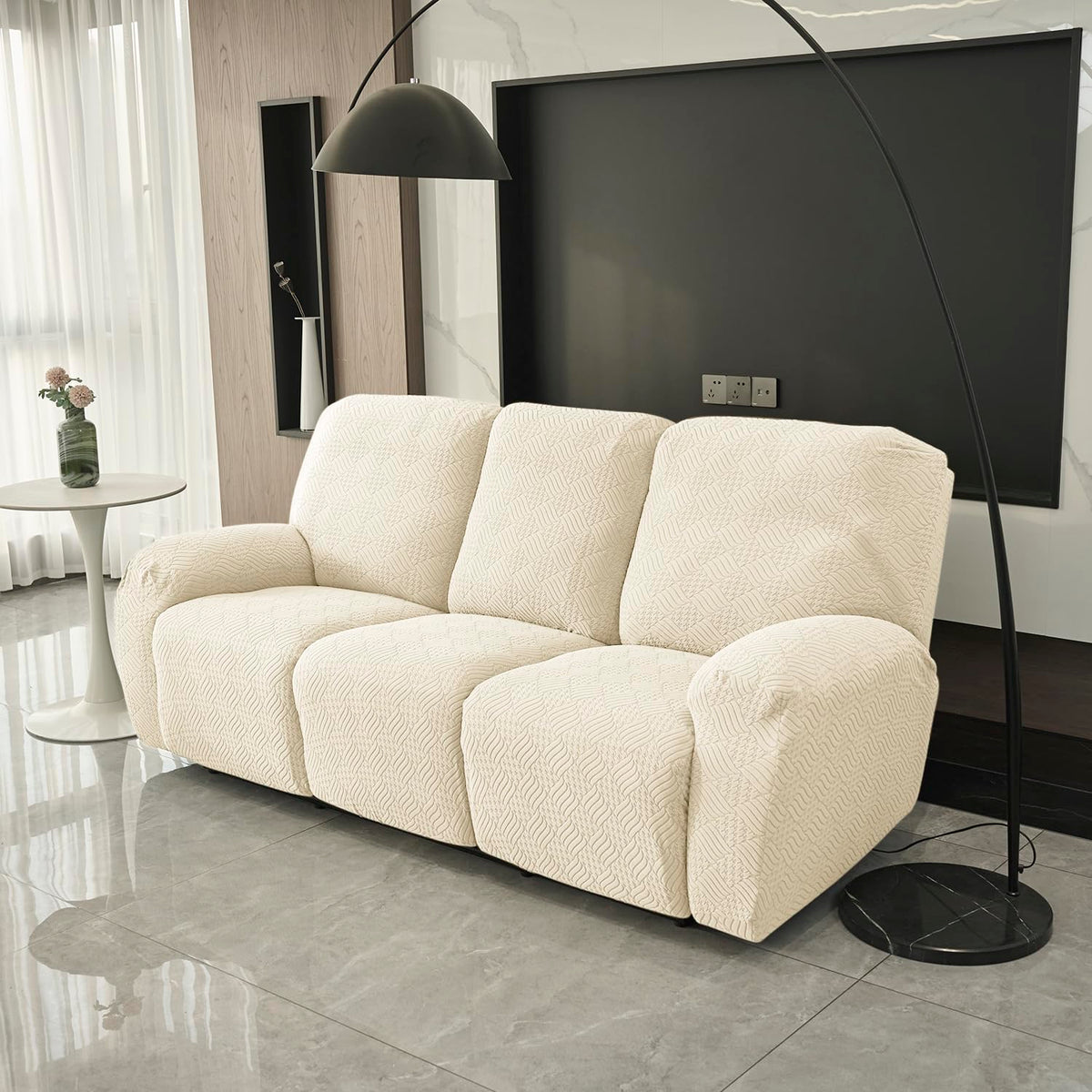 Buy Beige Colour Jacquard 3 Seater Recliner Sofa Cover