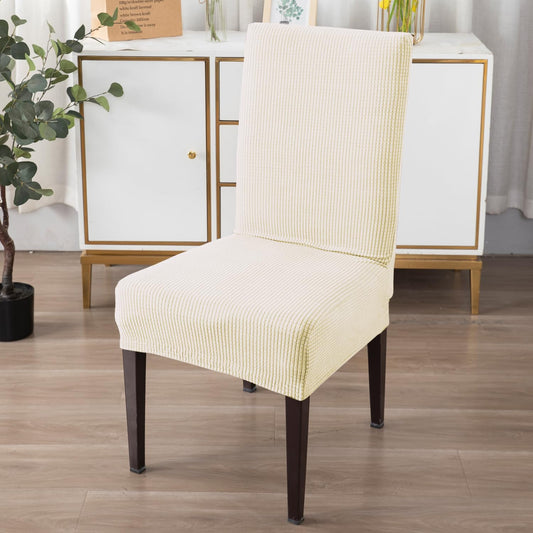 200 GSM Jacquard Set of 1/2/4/6 Dining Chair Cover, Cream