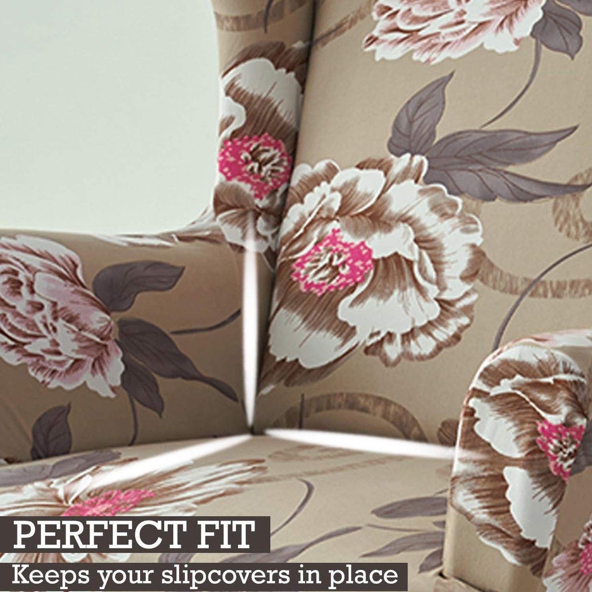 Buff Brown Geum Elastic Wing Chair Covers
