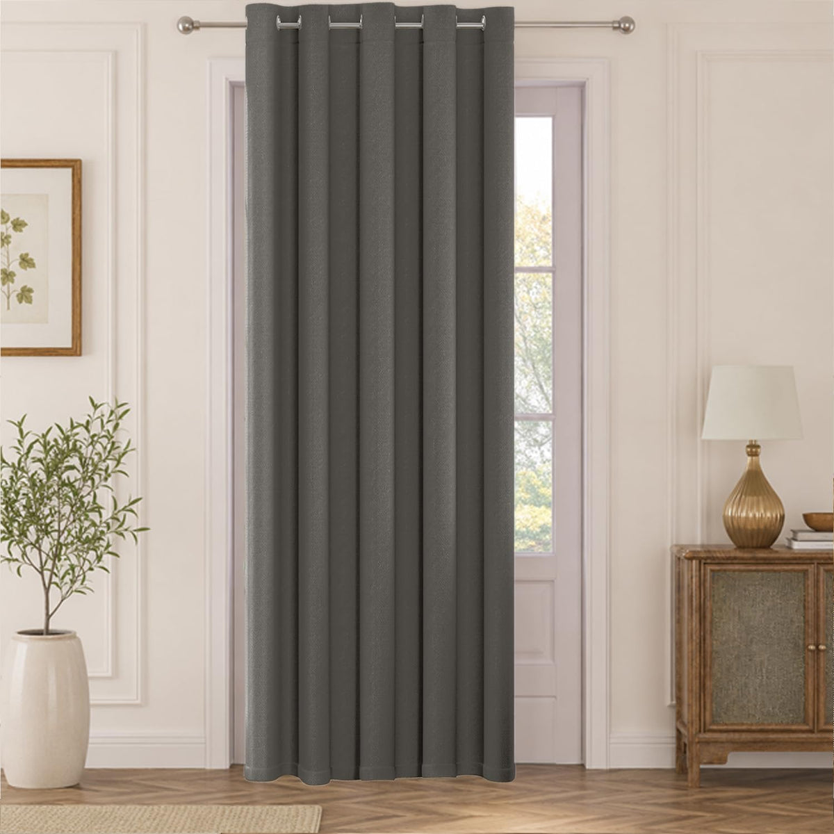 HOKIPO Atmosphere Dimout Curtains, 7 Feet Long - Charcoal Grey - image 2
