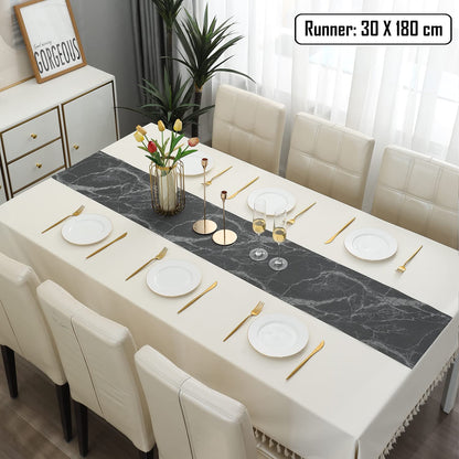 PVC Table Runner, Abstract Black