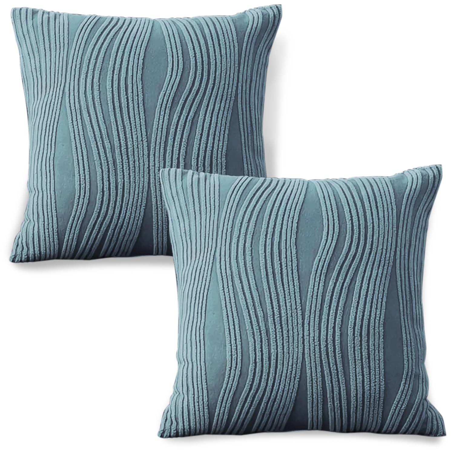 Buy Sea Blue Colour Festive Square Zippered Sofa Cushion Covers
