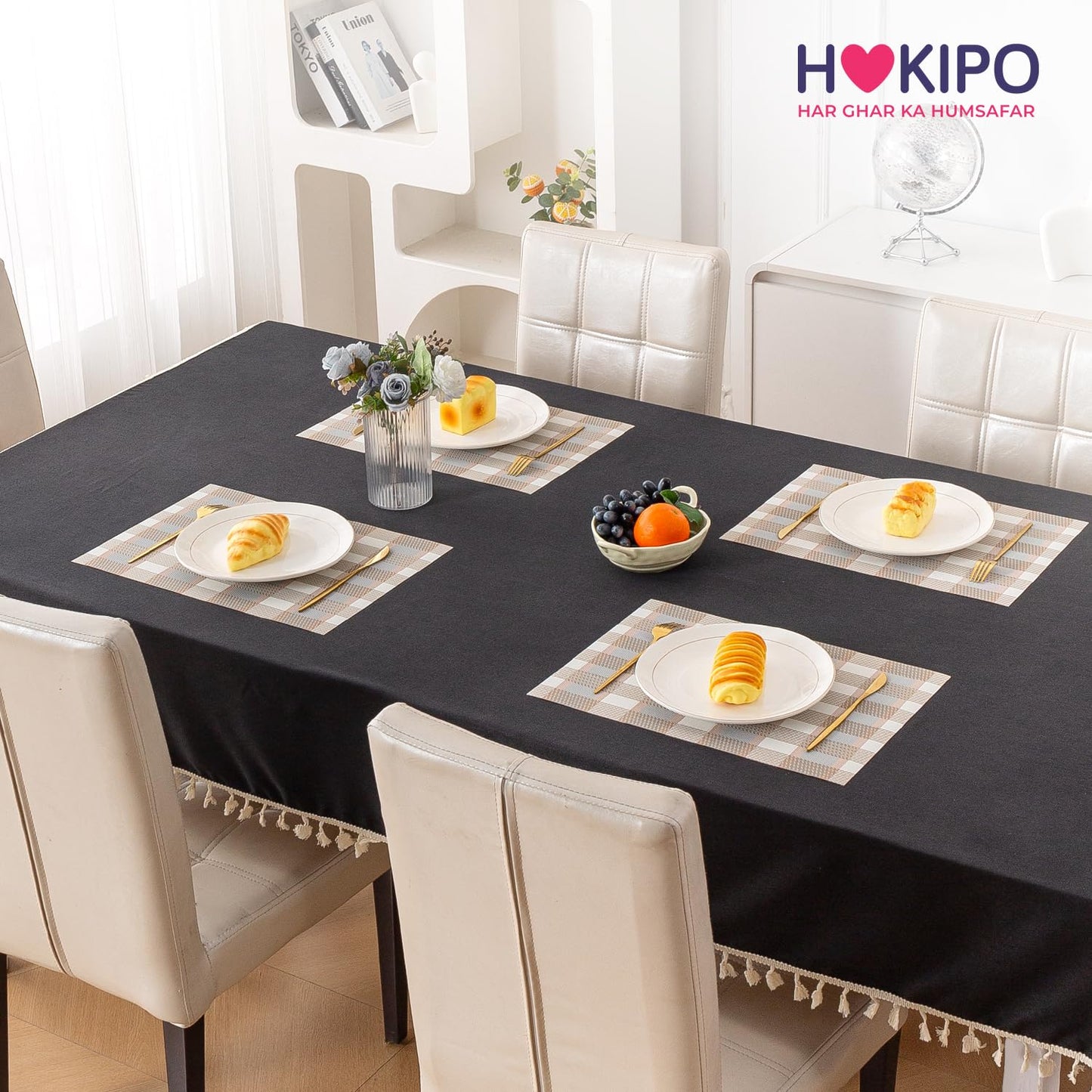 Classic Checks PVC Washable Mats for Dining Table - Stone Brown