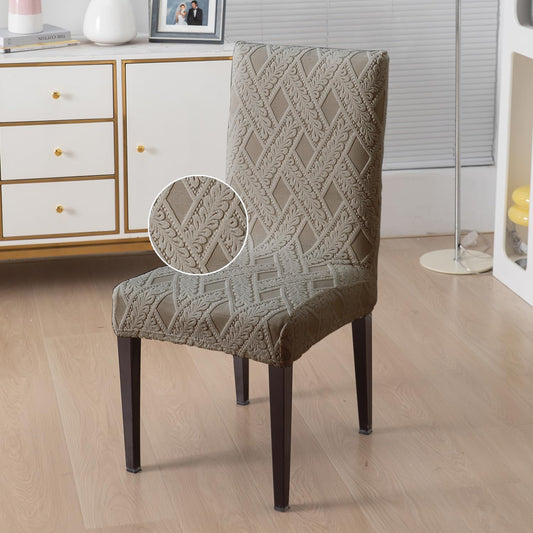 Chair Cover Set of 1/2/4/6, 190 GSM Jacquard, Buff Brown