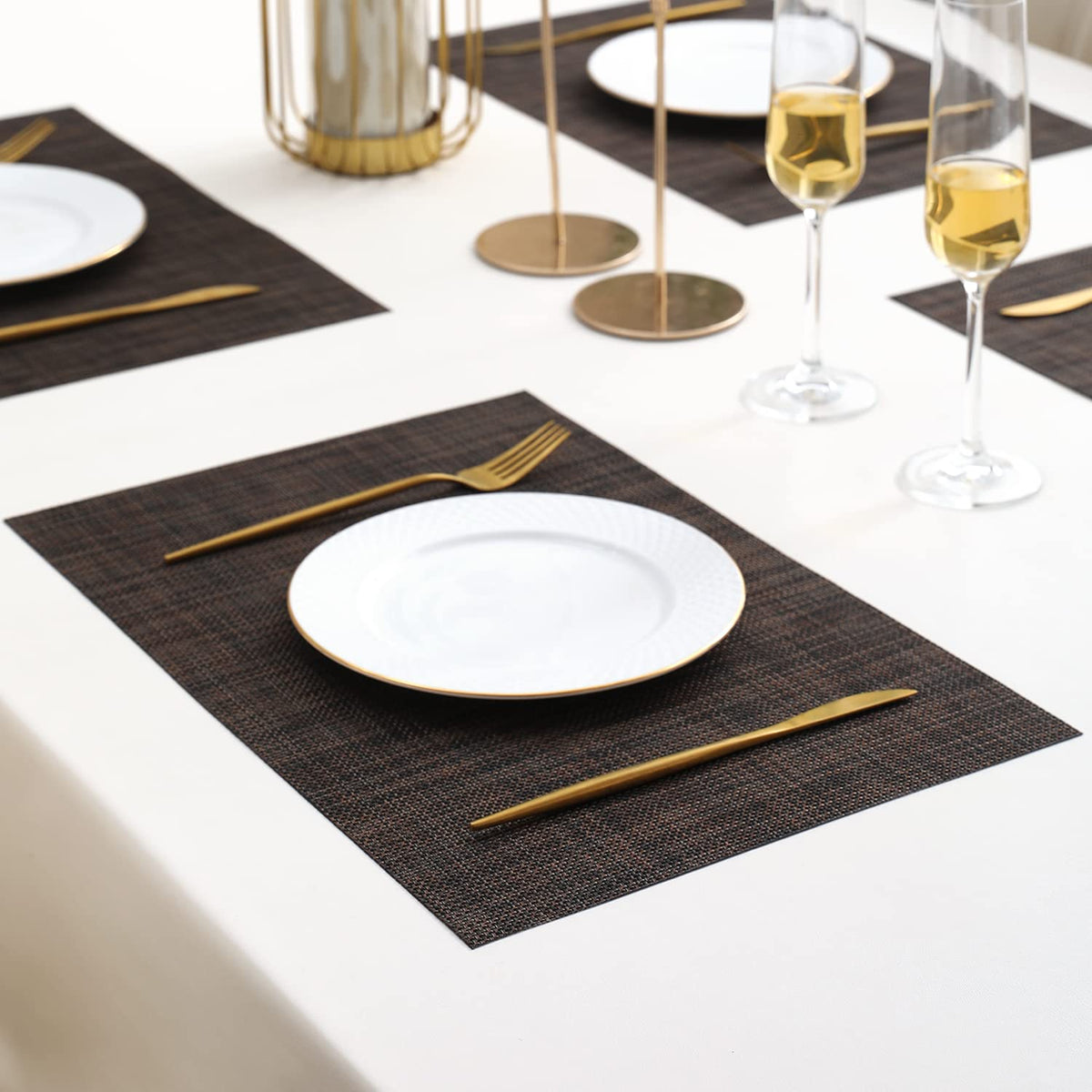 PVC Dining Table Mats, Dark Brown