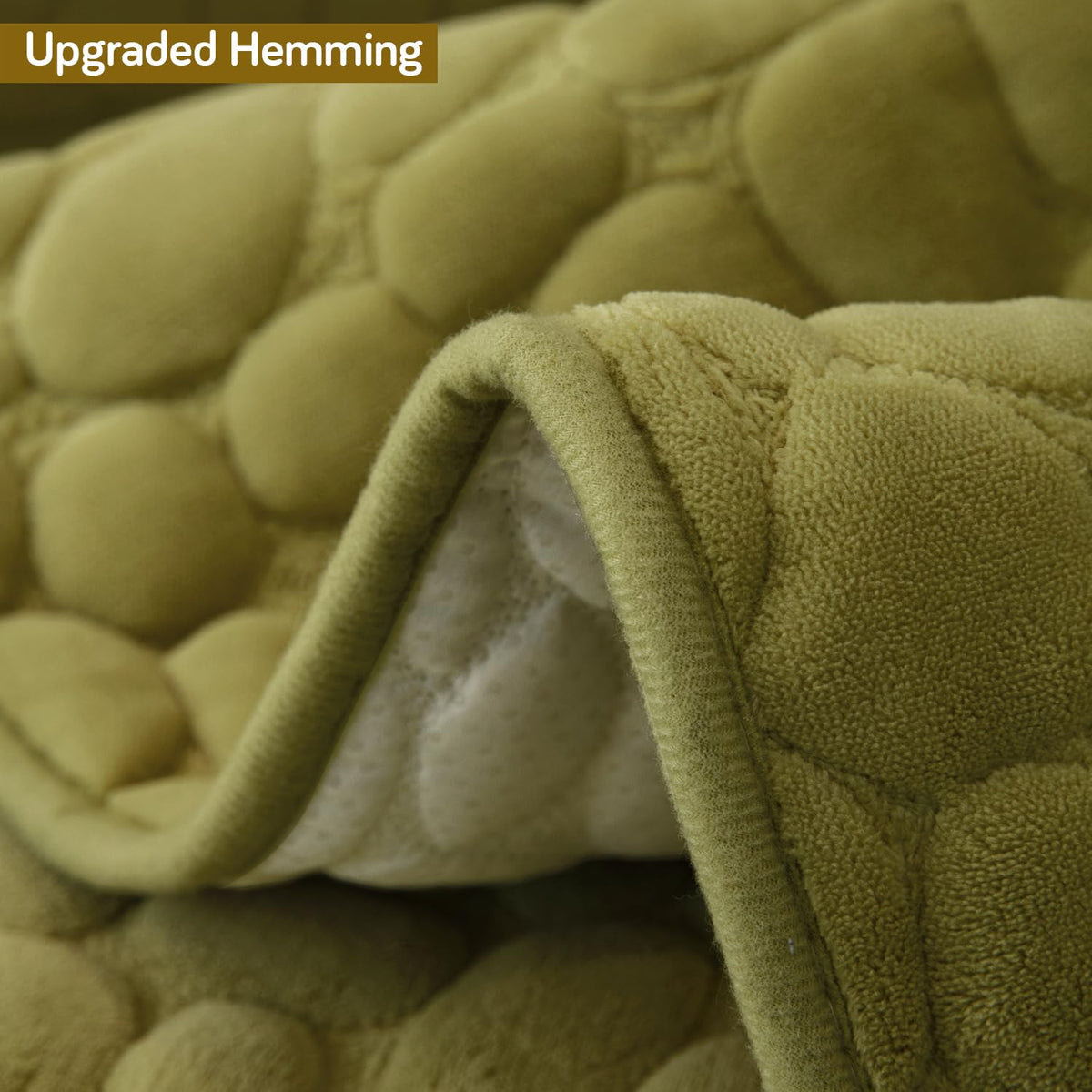 Premium Pebble Milk Velvet Anti Slip Sofa Mats, Pristine Green
