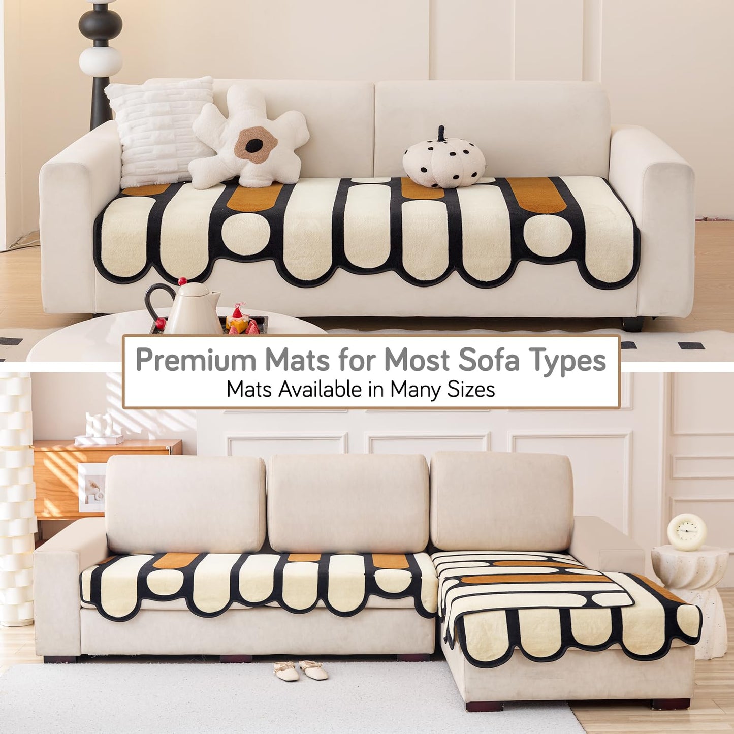 Moderna Curves All Season Sofa Cover Mat, Oyster Beige