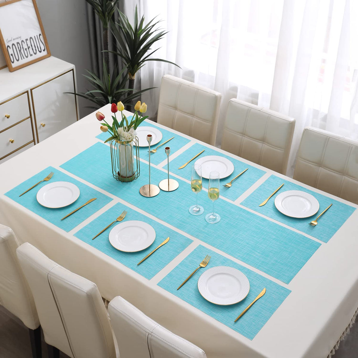 PVC Dining Table Mats,Turquoise